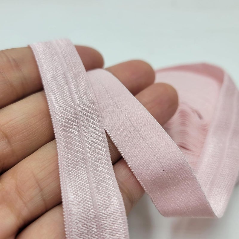 FAYADA Fold Over Elastic,5/8" Foldover FOE Trim Elastic Ribbon,Stretch FOE Band for Hair Ties Headbands Sewing Craft -5 Yards (Nude Pink) - Image 3